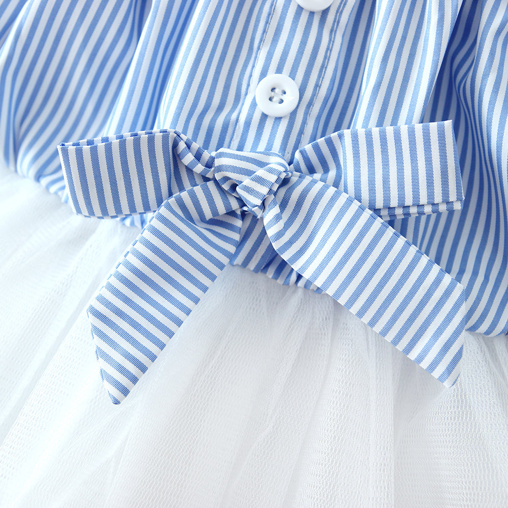 Baby Princess Dress Striped Bow Net Yarn Suspender Skirt Fluffy Yarn