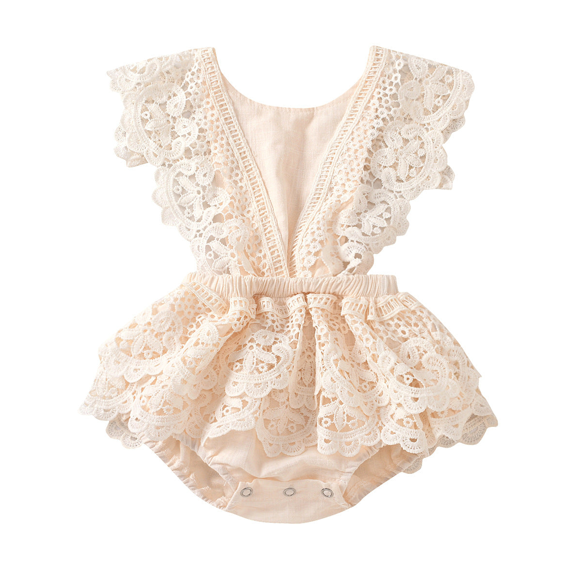 Solid Color Lace Lace Baby Jumpsuit